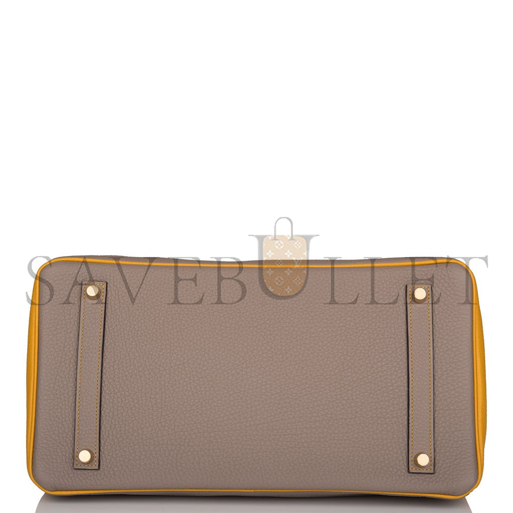 HERMÈS MASTER BIRKIN 30 EPSOM ASPHALT GREY AND AMBER YELLOW GOLD BUCKLE H028369CK15 (30*23*15cm)